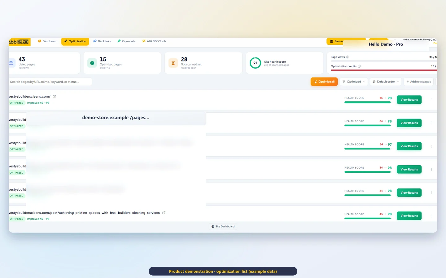 Rabbit SEO Shopify storefront SEO audit